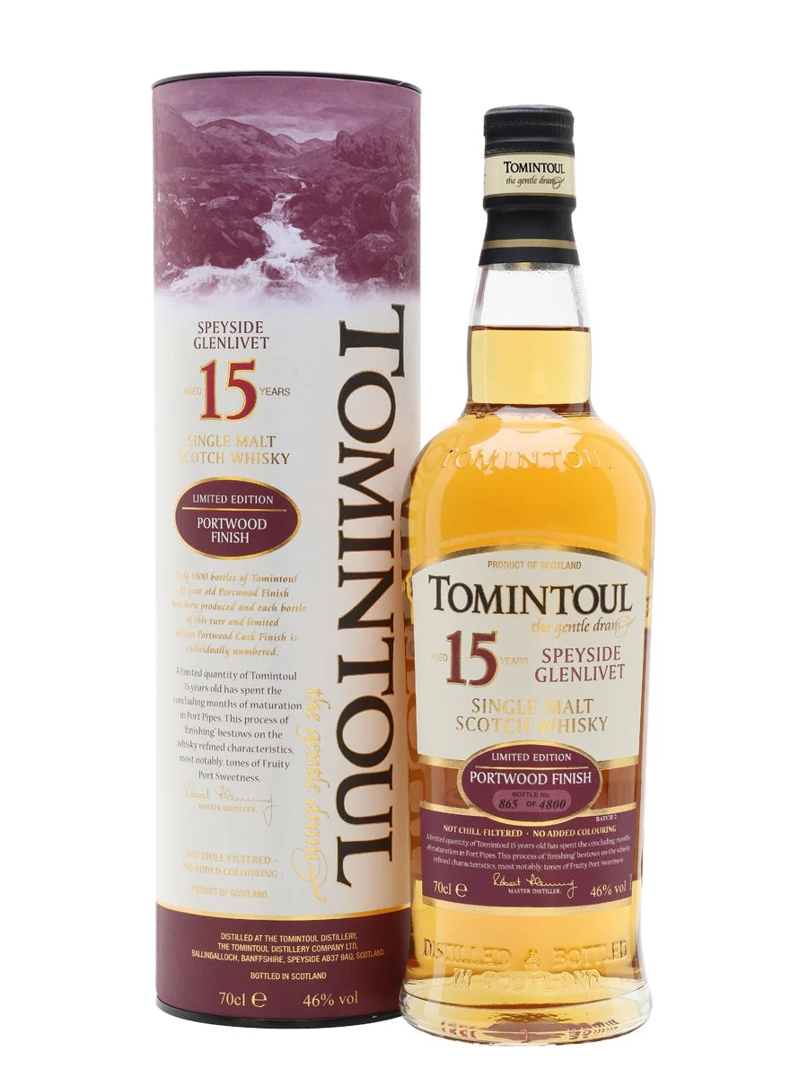 Tomintoul 15 años Portwood Finish Lote 2 Whisky escocés de pura malta Speyside | 700ML - Whiskey