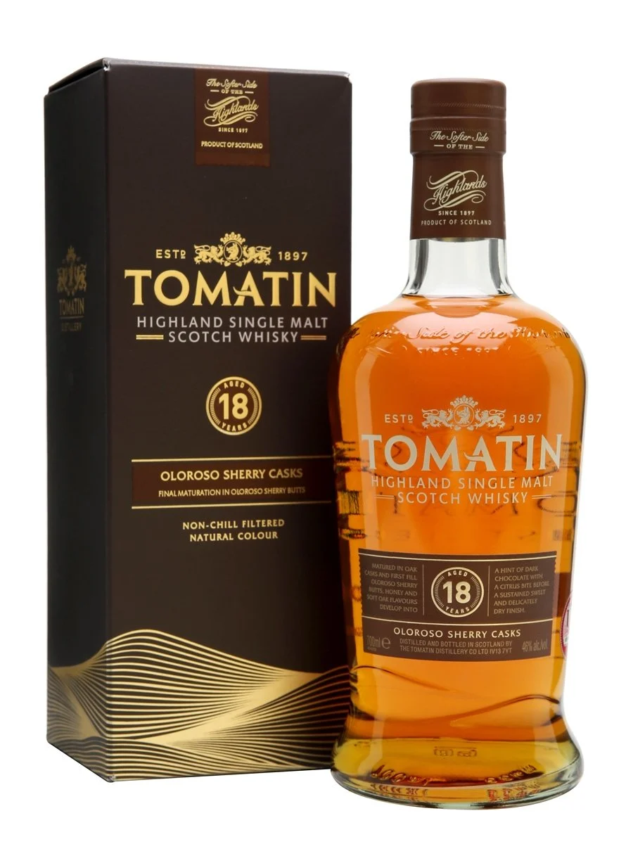 Tomatin 18 años Oloroso Sherry Finish Highland Single Malt Whisky escocés | 700ML