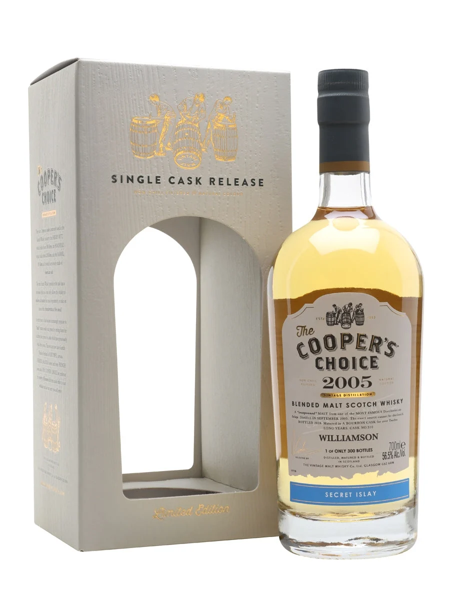 Williamson 2005 Islay Blended Malt 12 Year Old The Cooper's Choice Islay Blended Malt Scotch Whisky | 700ML - Whiskey