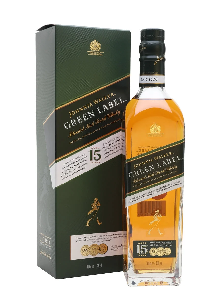 Johnnie Walker Green Label 15 Year Old Blended Malt Scotch Whisky | 700ML - Whiskey